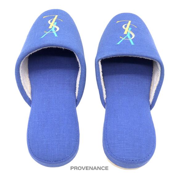 🔴 Yves Saint Laurent YSL Logo Slipper - Blue Canvas - Picture 4 of 6